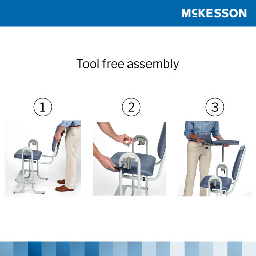 McKesson Blood Drawing Chair 1 Fixed Armrest, 1 Flip Up Armrest Gray, 63-20USUFX-2, Pack of 1