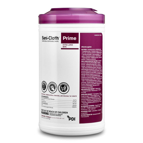 Sani-Cloth® Prime Surface Disinfectant Cleaner Premoistened Germicidal Manual Pull Wipe 70 Count Canister Alcohol Scent NonSterile P24284 Case of 420 P24284 Sani-Cloth® Prime 1063957_CS