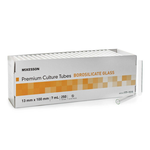 McKesson Test Tube Plain 7 mL Without Closure Glass Tube 177-1510 Box of 250 177-1510 McKesson 1082086_BX