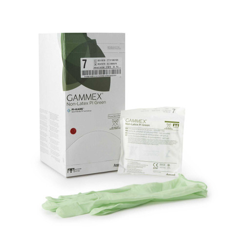 Surgical Glove GAMMEX® Non-Latex PI Green Size 7 Sterile Polyisoprene Standard Cuff Length Micro-Textured Light Green Chemo Tested 20685270 Box of 50 20685270 GAMMEX® Non-Latex PI Green 648143_BX