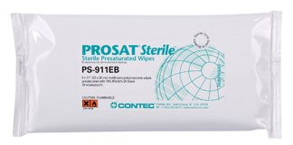 PROSAT Sterile Surface Disinfectant Cleaner Premoistened Cleanroom Manual Pull Wipe 30 Count Soft Pack Alcohol Scent Sterile, 18999474, Case of 1440