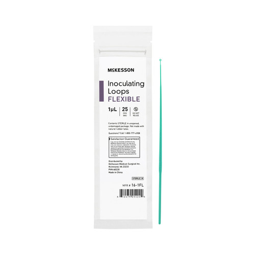 Inoculating Loop McKesson 1 µL High Impact Polystyrene Integrated Handle Sterile 16-1FL Case of 1000 16-1FL McKesson 1175306_CS