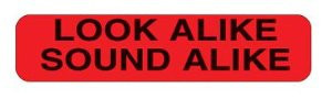 Indeed Pre-Printed Label Caution Label Red Paper Look Alike Sound Alike Black Alert Label 3/8 X 1-5/8 Inch, 2308, Pack of 1000