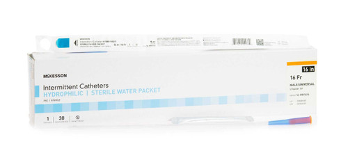Urethral Catheter McKesson Straight Tip Hydrophilic Coated PVC 16 Fr. 16 Inch 16-MH1616 Pack of 1 16-MH1616 McKesson 1135728_EA