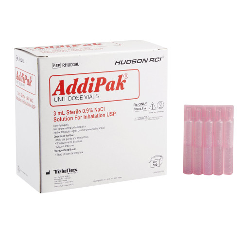Addipak Sodium Chloride, Preservative Free 0.9% Solution 3 mL, HUDRHUD39U, Box of 100