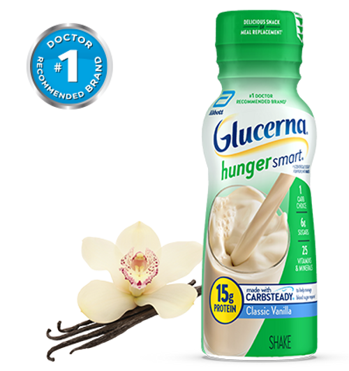 Oral Supplement Glucerna® Hunger Smart Shake Homemade Vanilla Flavor Liquid 10 oz. Bottle 68607 Case of 24 68607 Glucerna® Hunger Smart Shake 1207547_CS