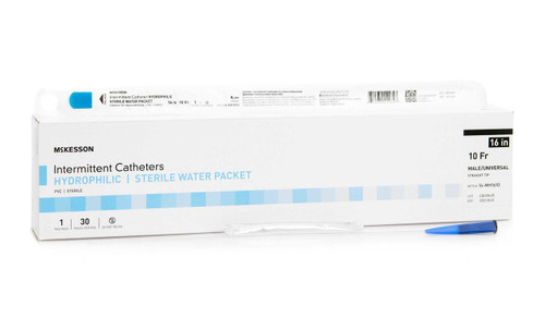 Urethral Catheter McKesson Straight Tip Hydrophilic Coated PVC 10 Fr. 16 Inch 16-MH1610 Case of 300 16-MH1610 McKesson 1135725_CS