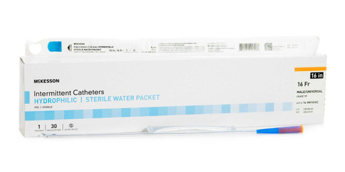 Urethral Catheter McKesson Coude Tip Hydrophilic Coated PVC 16 Fr. 16 Inch 16-MH1616C Case of 300 16-MH1616C McKesson 1135733_CS
