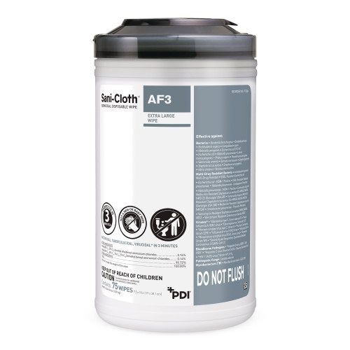 Sani-Cloth AF3 Surface Disinfectant Cleaner Premoistened Germicidal Manual Pull Wipe 75 Count Canister Mild Scent NonSterile, P72584, Can of 75