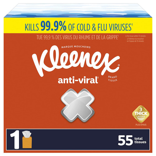 Kleenex Anti-Viral Facial Tissue White 8-1/5 x 8-1/5 in 54505 Pack of 55