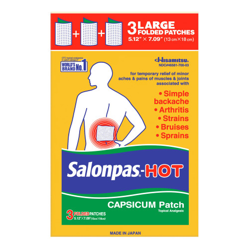 Topical Pain Relief Salonpas Hot Capsaicin Patch 3 per Box
