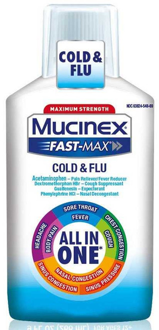 Cold and Cough Relief Mucinex® Fast-Max™ Cold & Flu 650 mg - 20 mg - 400 mg - 10 mg / 20 mL Strength Liquid 6 oz. 63824054866 Pack of 1 63824054866 Mucinex® Fast-Max™ Cold & Flu 1120969_EA Cold and Cough Relief Mucinex® Fast-Max™ Cold & Flu 650 mg - 20 mg - 400 mg - 10 mg / 20 mL Strength Liquid 6 oz. 63824054866 Pack of 1 63824054866 Mucinex® Fast-Max™ Cold & Flu 1120969_EA