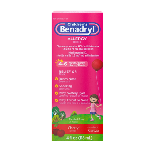 Children's Allergy Relief Children's Benadryl 12.5 mg Strength Liquid 8 oz. 50580053408 Pack of 1