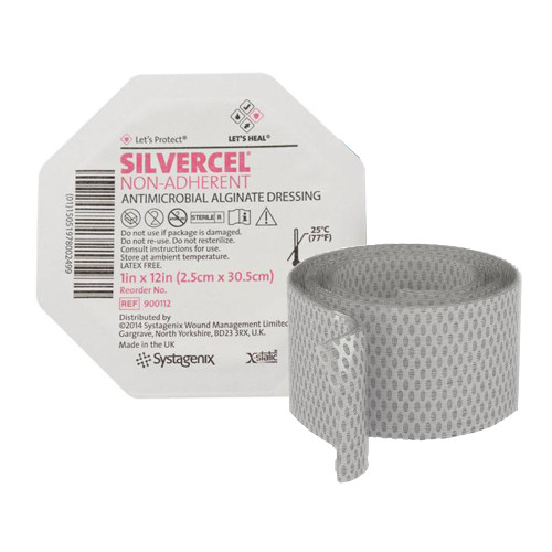 Silvercel Non-Adherent Silver Alginate Dressing 1 X 12 Inch Rope Sterile, 900112, Case of 25