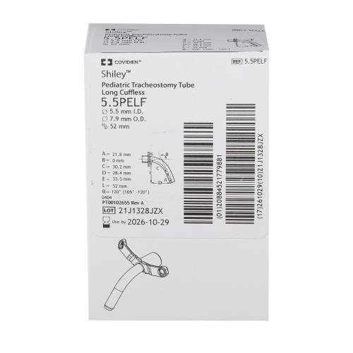Shiley Uncuffed Tracheostomy Tube Pediatric Size Pediatric, 5.5PELF, Pack of 1