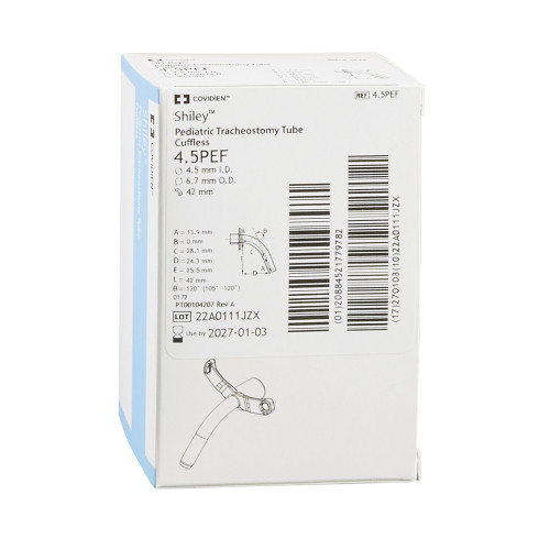 Shiley Uncuffed Tracheostomy Tube Size 4.5 Pediatric, 4.5PEF, Pack of 1