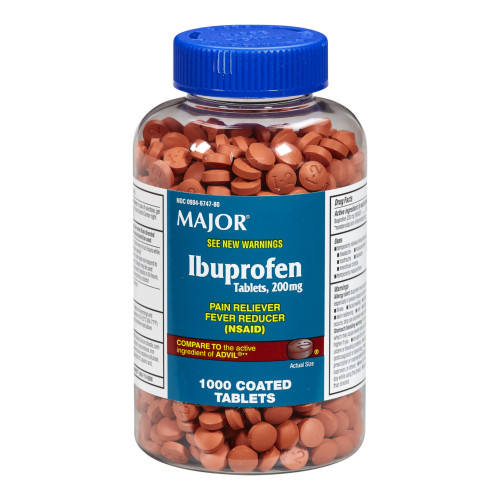 Major Pain Relief 200 mg Strength Ibuprofen Tablet 1,000 per Bottle, 00904674780, Bottle of 1