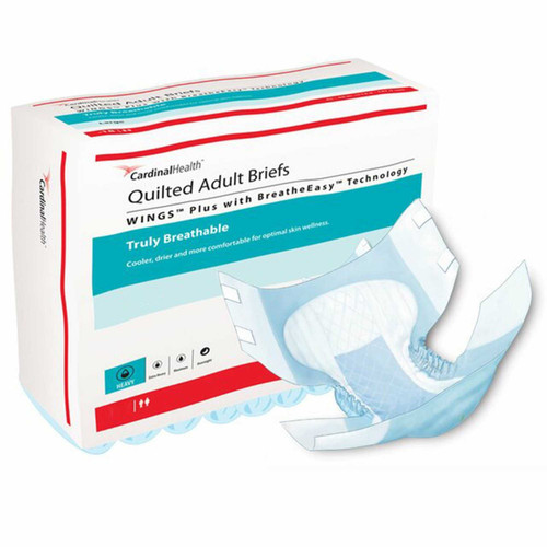 Unisex Adult Incontinence Brief Wings™ Quilted Plus with BreatheEasy™ Technology X-Large Disposable Heavy Absorbency 66135 Bag of 15 66135 Wings™ Quilted Plus with BreatheEasy™ Technology 1176300_BG
