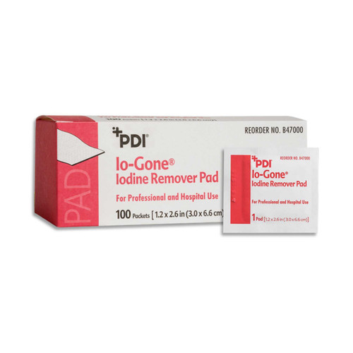Iodine Removal Prep Pad Io-Gone® Individual Packet Alcohol Scent 100 Count B47000 Pack of 1 B47000 Io-Gone® 133060_EA Iodine Removal Prep Pad Io-Gone® Individual Packet Alcohol Scent 100 Count B47000 Pack of 1 B47000 Io-Gone® 133060_EA