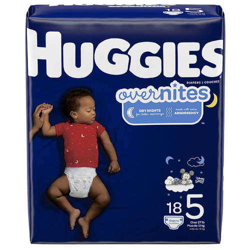 Unisex Baby Diaper Huggies® Overnites Size 5 Disposable Heavy Absorbency 49540 Case of 72 49540 Huggies® Overnites 1128665_CS