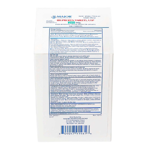 Pain Relief Major® 200 mg Strength Ibuprofen Unit Dose Tablet 100 per Box 00904791461 Box of 100 904791461 Major® 761946_BX