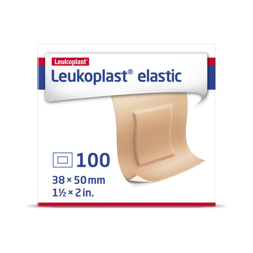 Adhesive Strip Leukoplast Elastic 1-1/2 x 2 Inch Plastic Rectangle Tan Sterile 7645612 Case of 1200