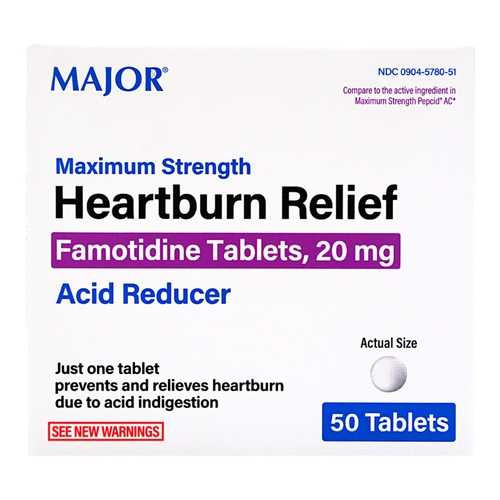 Major Original Strength Heartburn Relief, Famotidine 20 mg, 50 Tablets per Bottle Bottle of 1 904578051 Major® 1103621_BT