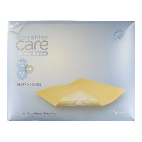 KerraMax Care Gentle Border Super Absorbent Dressing 8 x 8 Inch PRD500-1176 KerraMax Care® Gentle Border 1189351_EA