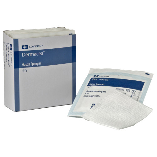 Dermacea Gauze Sponge 3 X 3 Inch 12-Ply Sterile 2 per Pack, 441009, Pack of 1