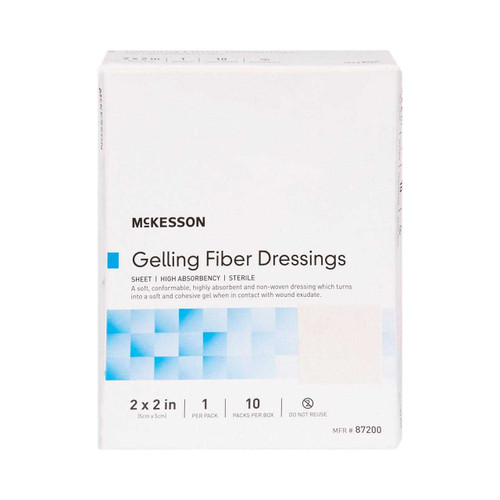 Gelling Fiber Wound Dressing McKesson 2 x 2 Inch Square Sterile 87200 Case of 100 87200 McKesson 1138625_CS