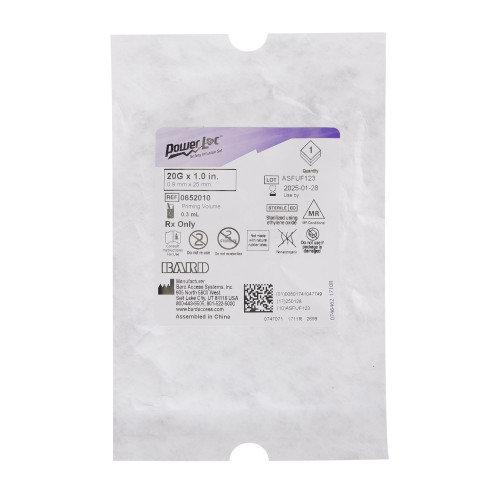 PowerLoc Max Huber Infusion Set 20 Gauge 1 Inch 8 Inch Tubing Without Port, 0142010, Case of 25