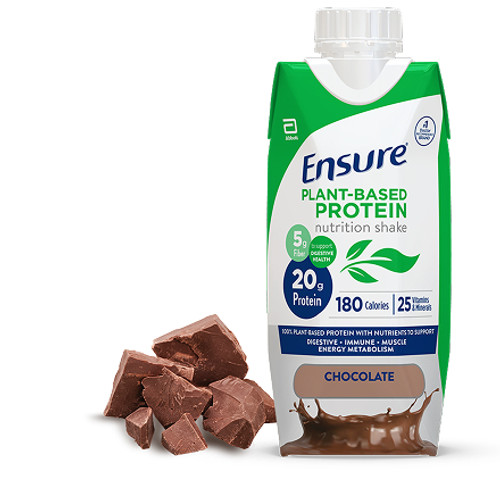 Oral Supplement Ensure® Plant Based Protein Nutrition Shake Chocolate Flavor Liquid 11 oz. Carton 67453 Pack of 4 67453 Ensure® Plant Based Protein Nutrition Shake 1236785_PK