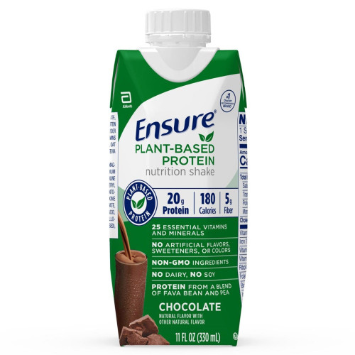 Oral Supplement Ensure Plant Based Protein Nutrition Shake Chocolate Flavor Liquid 11 oz. Carton 67453 Pack of 4