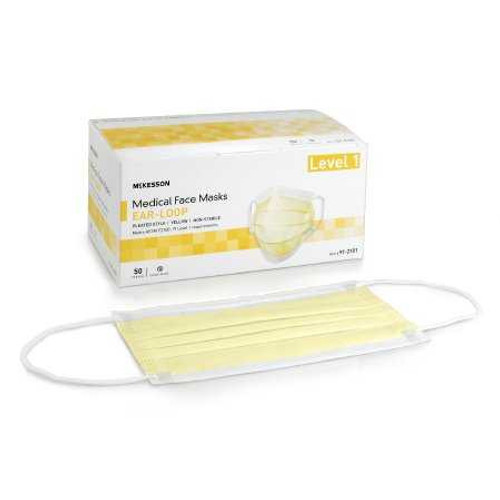 Procedure Mask McKesson Pleated Earloops One Size Yellow NonSterile ASTM Level 1 Adult 91-2101 Case of 500 91-2101 McKesson 1196782_CS