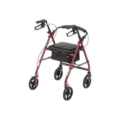 4-Wheel Rollator McKesson Red Adjustable Height Aluminum Frame 146-R728RD Case of 1