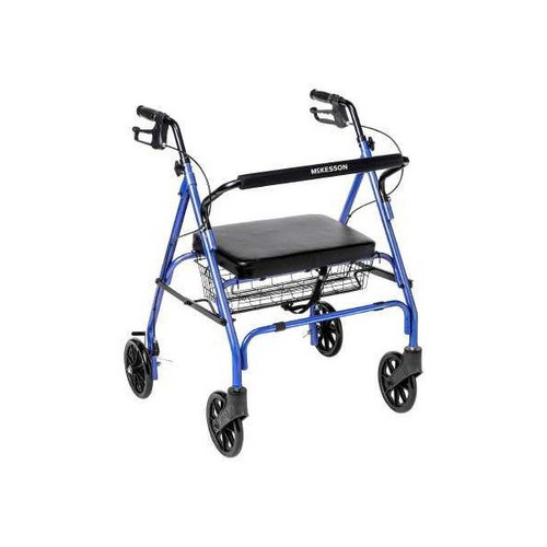 Bariatric 4-Wheel Rollator McKesson Blue Adjustable Height / Folding Steel Frame 146-10215BL-1 Case of 1