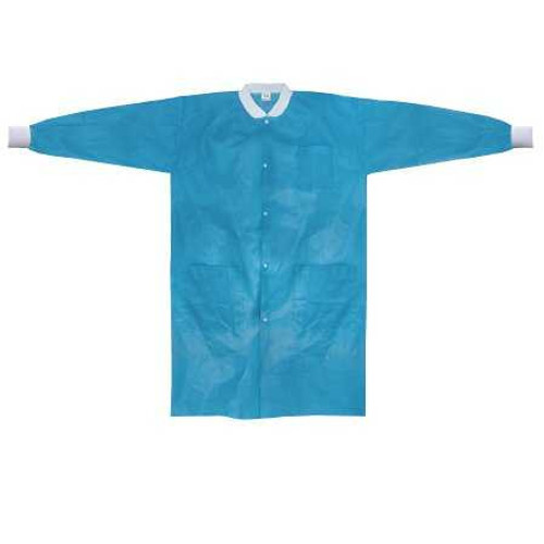 Lab Coat McKesson Blue Small / Medium Knee Length Spunbond Polypropylene Disposable 34141200 Case of 30 34141200 McKesson 1207907_CS