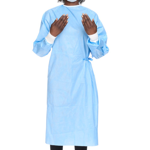 Non-Reinforced Surgical Gown with Towel Halyard Basics L, Blue, Sterile, 99284 Case of 20