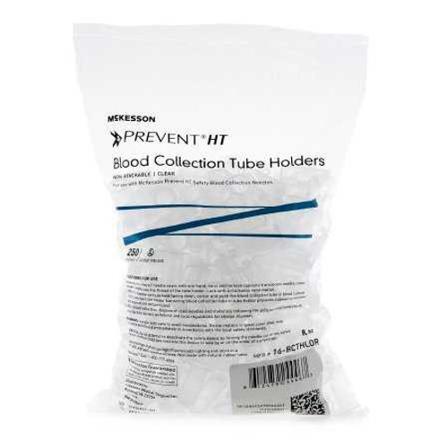 McKesson Prevent® HT Blood Collection Tube Holder / Needle Holder Universal Fit, Clear, Non-Stackable, Multi-Sample 13 mm and 16 mm Blood Collection Tubes 16-BCTHLDR Case of 1000 16-BCTHLDR McKesson Prevent® HT 1144307_CS