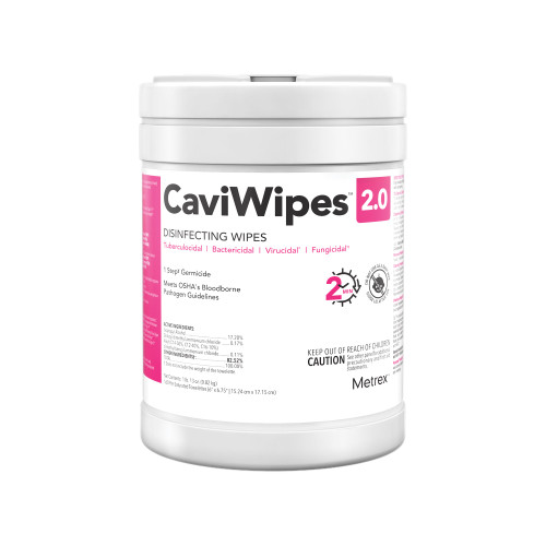 CaviWipes 2.0 Surface Disinfectant Premoistened Manual Pull Wipe 65 Count Canister Alcohol Scent NonSterile, 14-1150, Pack of 1