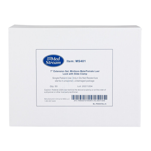 McKesson IV Extension Set Small Bore 7 Inch Tubing Without Filter, MS401, Box of 50