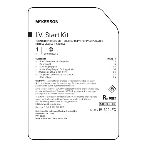 McKesson IV Start Kit, IV-300LFC, Pack of 1