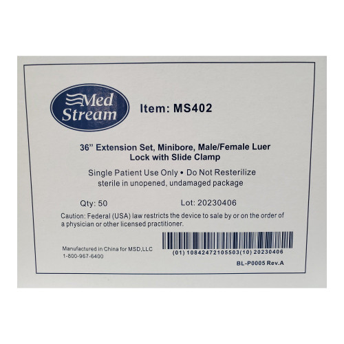 McKesson IV Extension Set Small Bore 36 Inch Tubing Without Filter, MS402, Box of 50