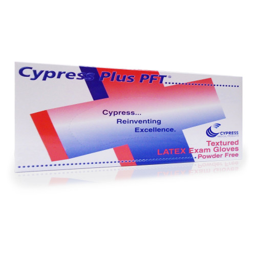 Cypress Plus PFT Exam Glove X-Small NonSterile Latex Standard Cuff Length Fully Textured Ivory Not Rated, 23-90, Box of 1