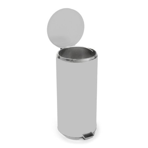 Trash Can with Plastic Liner McKesson 32 Quart Round Silver Steel Step On 81-45269 Pack of 1 81-45269 McKesson 553996_EA