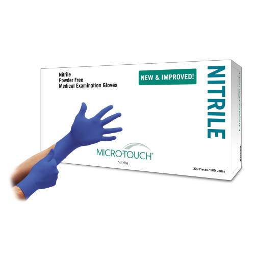Micro-Touch Nitrile Exam Glove Small NonSterile Nitrile Standard Cuff Length Textured Fingertips Blue Chemo Tested, 6034301, Box of 1