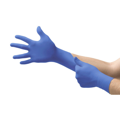 Micro-Touch Nitrile Exam Glove Large NonSterile Nitrile Standard Cuff Length Textured Fingertips Blue Chemo Tested, 6034303, Case of 10