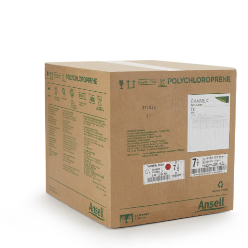 GAMMEX Non-Latex Surgical Glove Size 7.5 Sterile Polyisoprene Standard Cuff Length Micro-Textured Green Chemo Tested, 8515, Box of 50