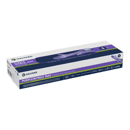 Purple Nitrile Max Exam Glove Small NonSterile Nitrile Extended Cuff Length Fully Textured Purple Not Rated, 44992, Box of 50