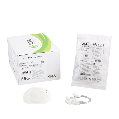 HIgH-Flo2 Sub-Q Infusion Set 2 X 26 Gauge 6 mm 20 Inch Tubing Without Port, RMS22606, Box of 10